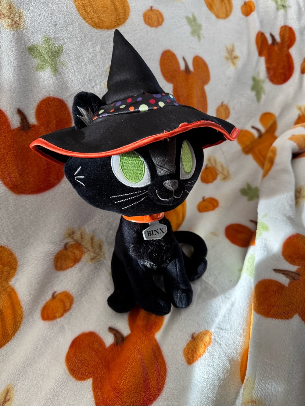 Binx Black Halloween Cat Plush with Witch Hat - hocus Pocus
